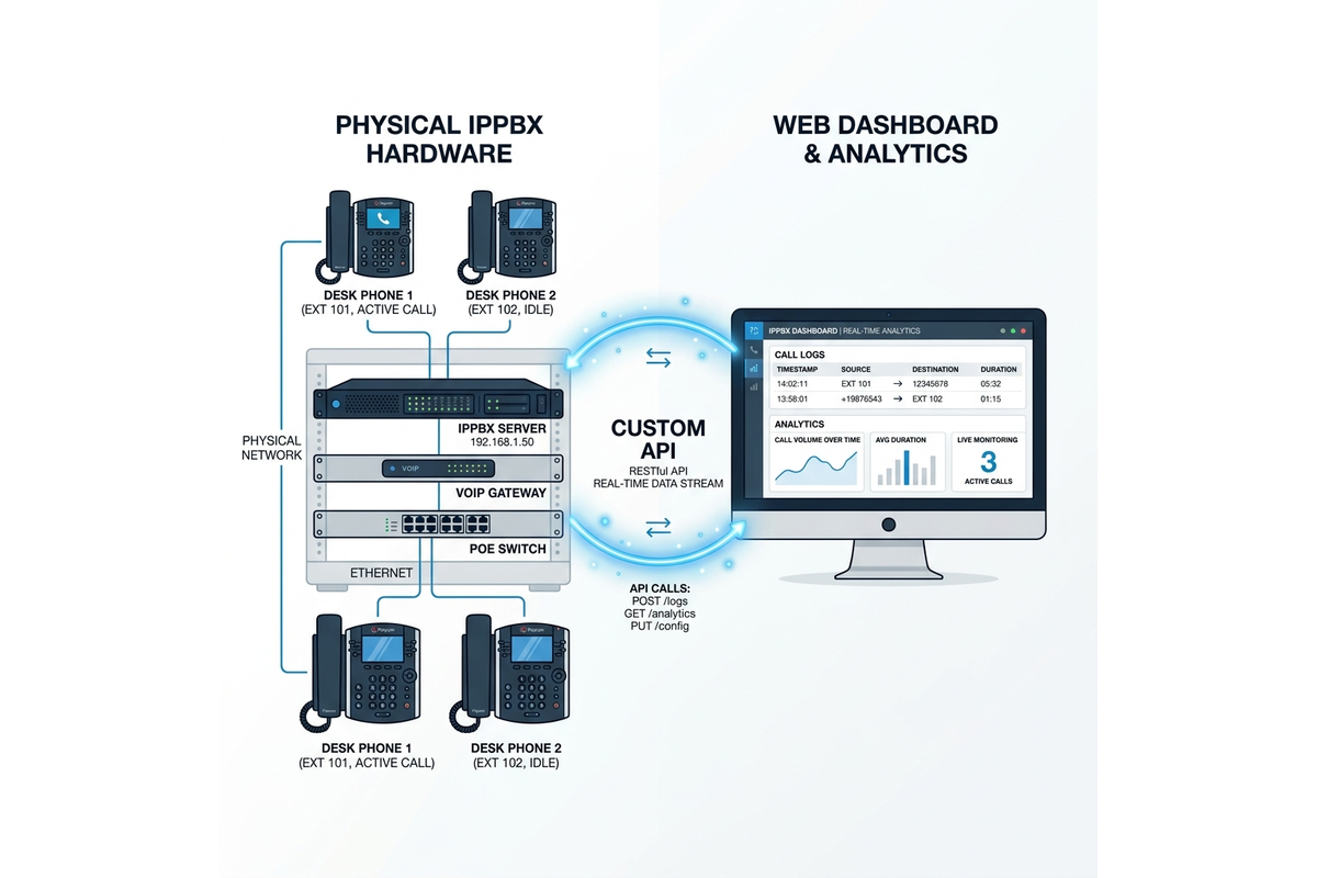 Menyambungkan Web Dashboard dengan Jaringan Telepon Pabrik (IPPBX)
