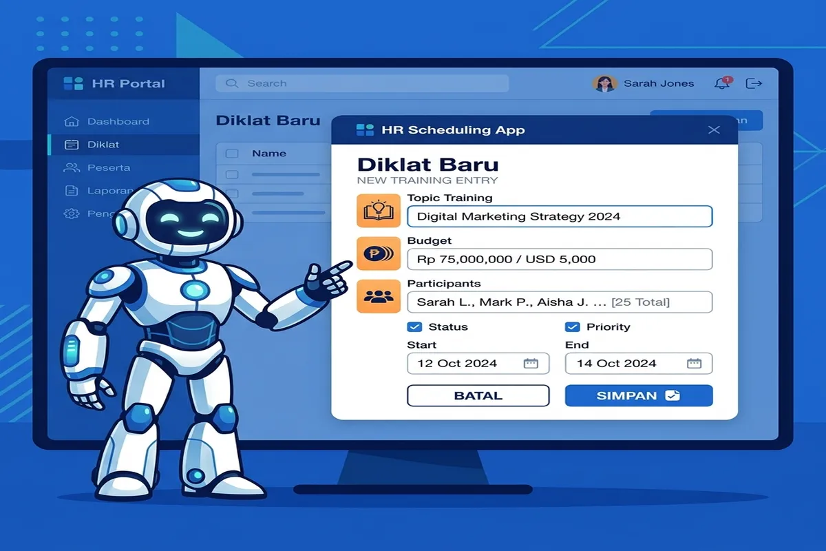 Ilustrasi Dasbor Formulir Pendaftaran Diklat Baru dan e-Logbook