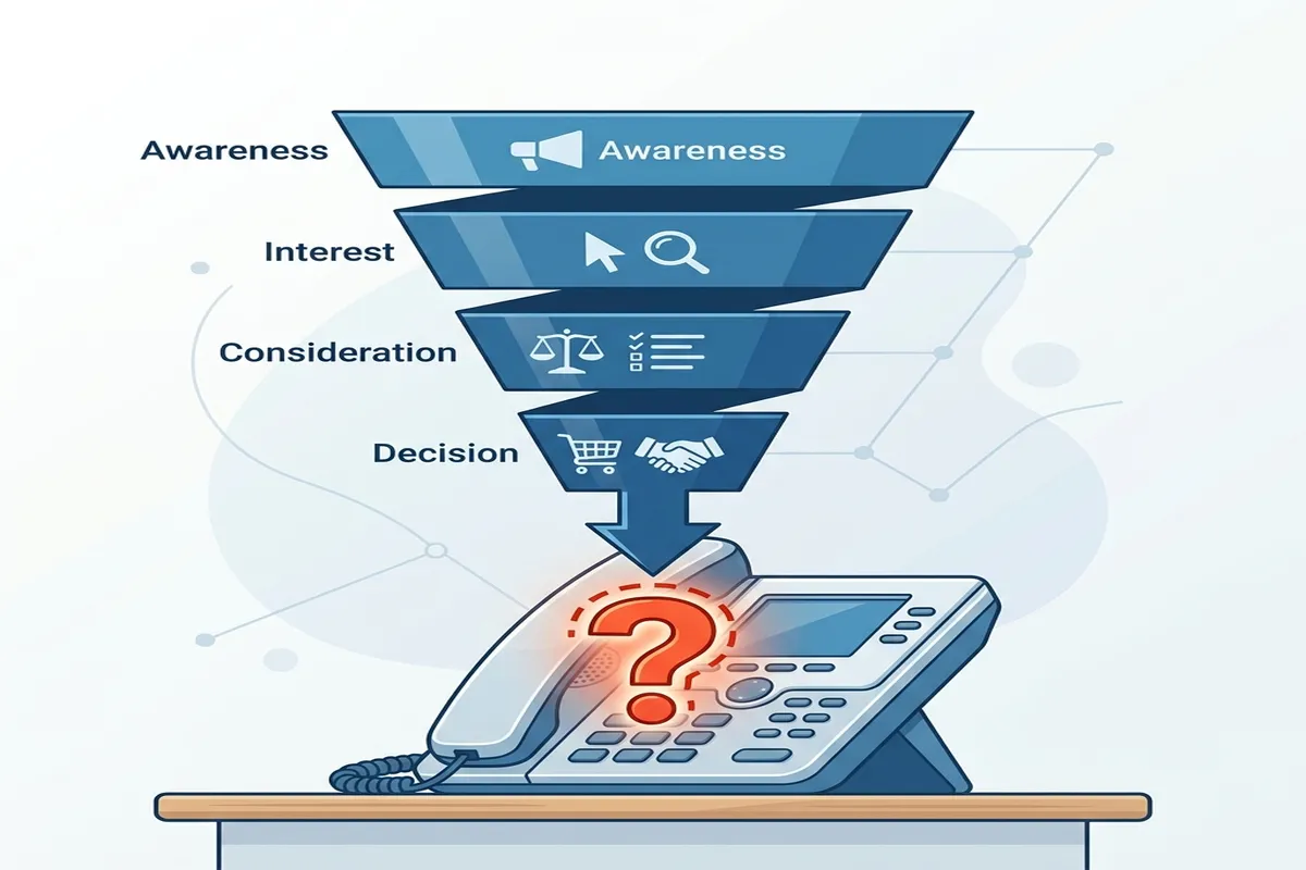 Ilustrasi Blind Spot pada Funnel Pemasaran saat Prospek Menelepon