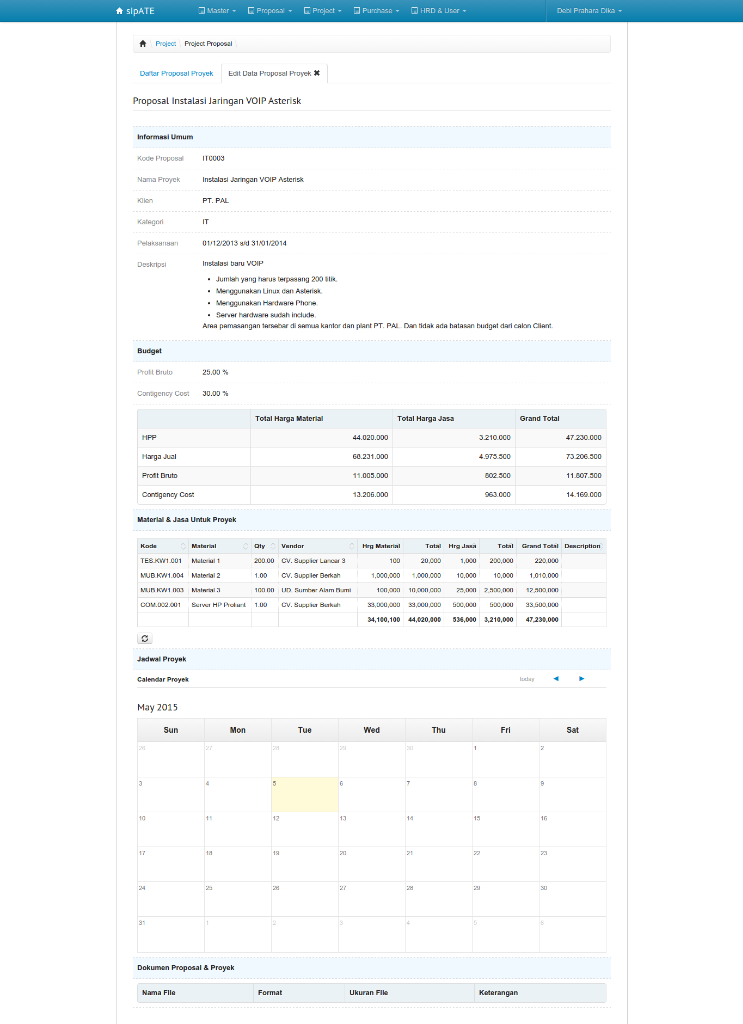 SIMAPRO Project Detail Dashboard